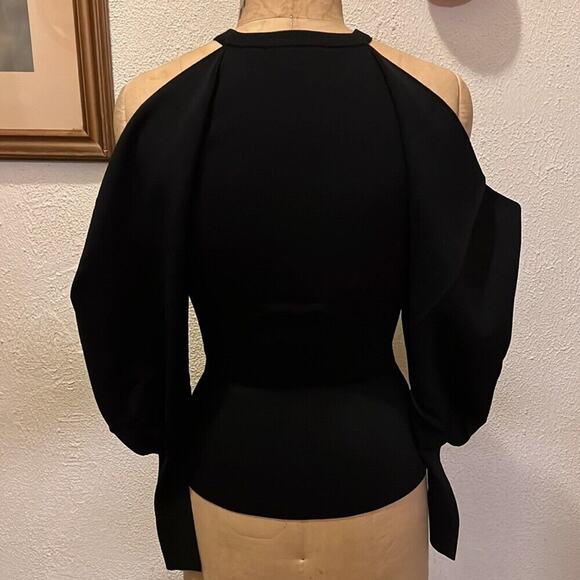 INC International Concepts Cold Shoulder Sweater Deep Black NWT Size XS - Picture 2 of 11